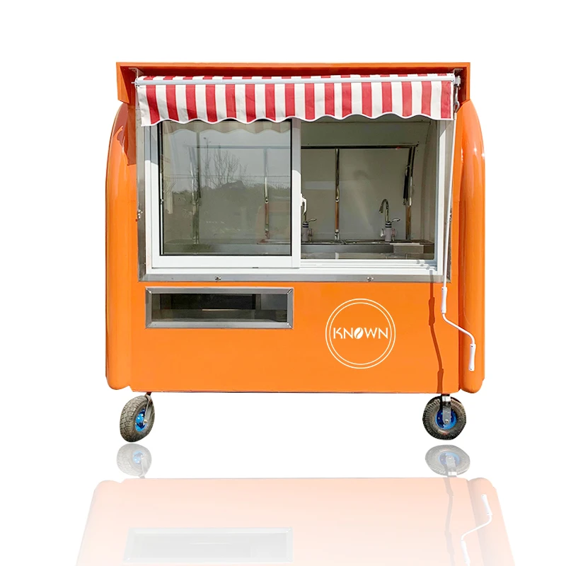 

New Design Hand Push 220cm Long Food Trailer Food Kiosk Mobile Food Cart Hotdog Food Trailer