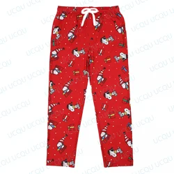 Peanuts Snoopy Red Holiday Trousers Adult Loungewear Sleep Pajama Pants Oversized Adult/Kids Pajama Long Pants 3D Printed Pyjama