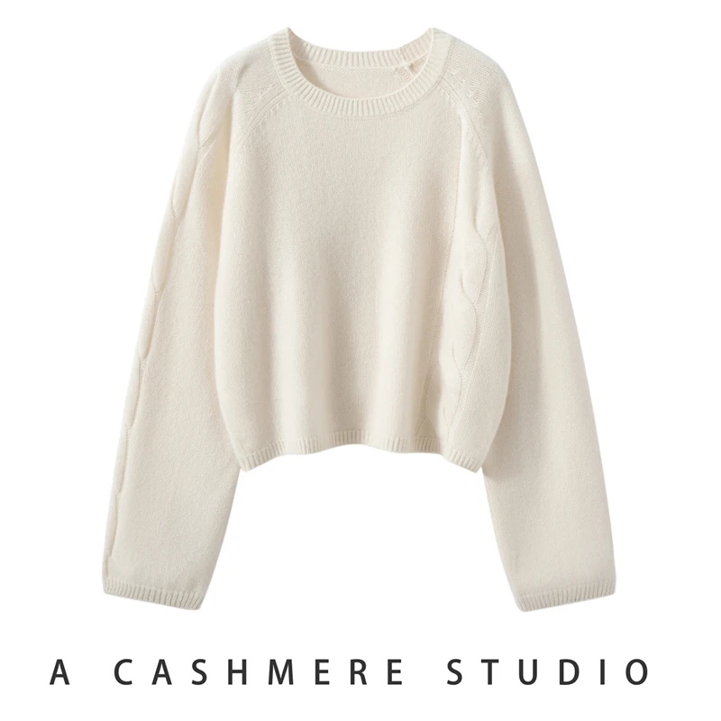 

100% Чистый Кашемировый Свитер Женский с круглым вырезом, утолщенный, свободный, универсальный, осенне-зимний, новинка, для повседневной носки