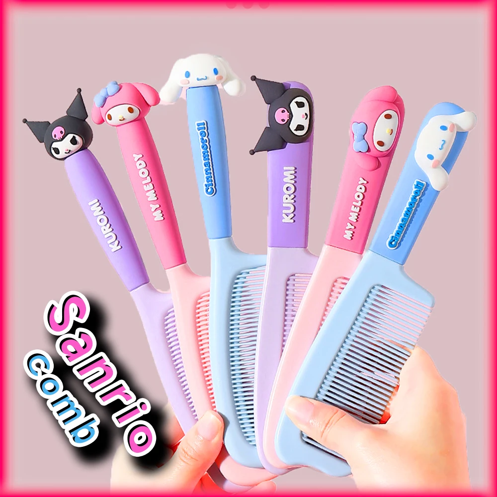 Kawaii Hello Kitty Anti-Static Plastic Hairdressing Comb Sanrio Anime Fashion Children Portability Comb for Girls Women Gift