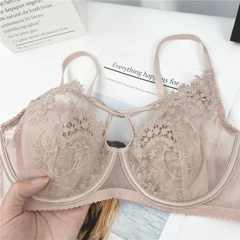 BANERDANNI Französisches Braut-Dessous-Set, transparenter BH mit Hasenohren, ultradünne Körbchen, luxuriöse sexy Paar-Unterwäsche mit leichter Unterstützung