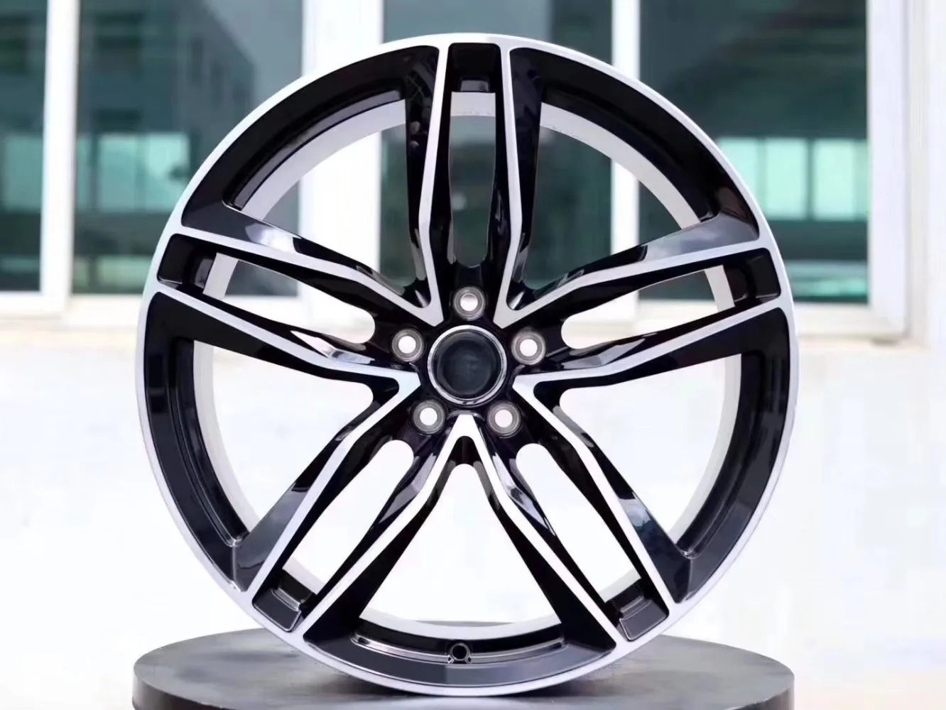 تصميم جديد A4 A5 A6 8J عجلات سيارة مزورة 18*80-20*90 بوصة آلة سوداء الوجه 5*112 66.6 35/40/25 مللي متر الألومنيوم Et #3