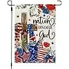 4th of July Garden Flag Patriotic Cross Double Sided 12x18 Inches Small Burlap Holiday Welcome Yard Porch Decoration for Out jjp