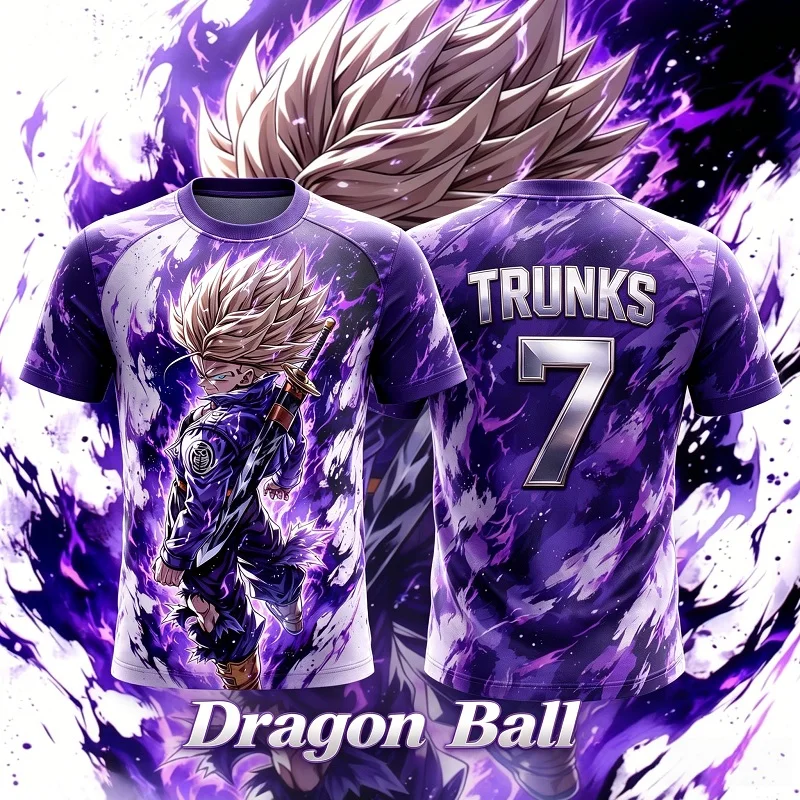 2026 Sommer Dragon Ball Trunks 3D-Druck Trikot Herren Atmungsaktiv Schnelltrocknend Outdoor-Sport Anime Streetwear Lässiges Kurzarm-Shirt – Detail 8