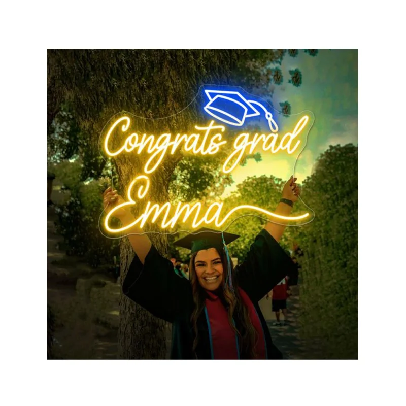 (Customized) Winbo Dropshipping neon lettering logo congrats grad neon sign Graduation Custom Led Neon Signs Wall Decor Pers