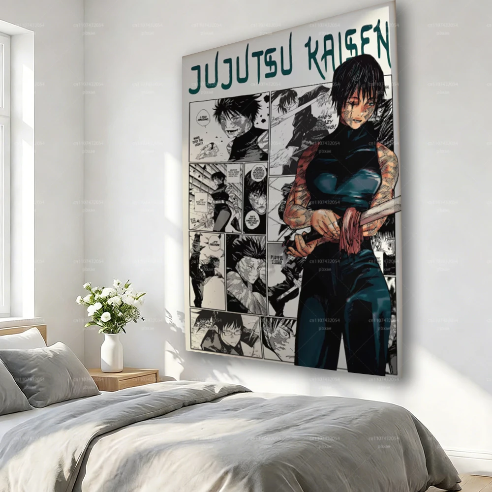 1pc Jujutsu Kaisen Maki Zenin Wall Tapestry - Anime Manga Art Wall Hanging for Bedroom Dorm Living Room Fan Decor
