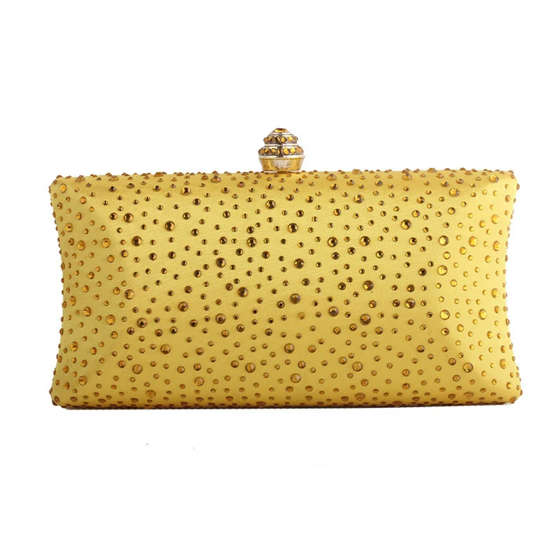 Women Royal Blue Rhinestone Satin Evening Clutch Bag Full Crystal Studded Hard Case Handbag Wedding Prom Cocktail Party Purse