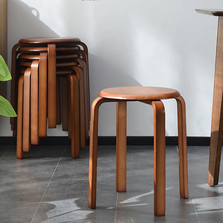 Solid wood stool Household wooden stool Household dining stool Simple stackable