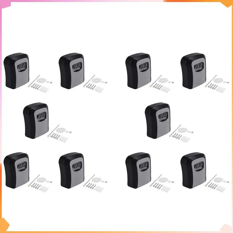 B94A 10X Key Lock Box Wall Mounted Key Safe Box Weatherproof 4 Digit Combination Key Storage Lock Box Indoor Outdoor