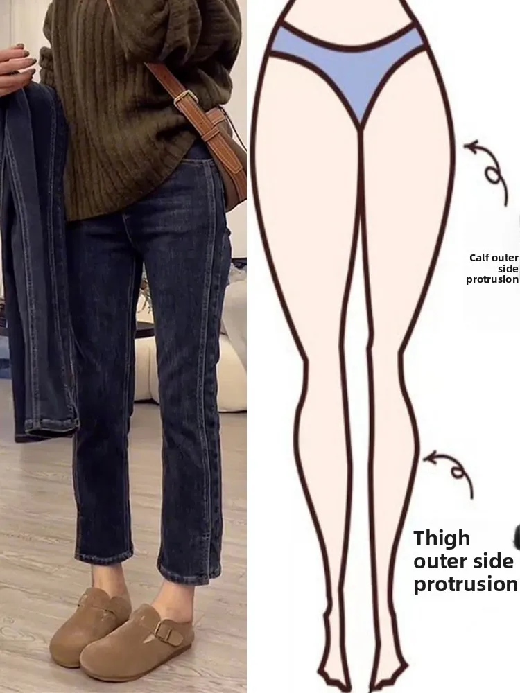 

Джинсы с высокой талией, прямого кроя, для женщин, весенняя новинка, для фигуры типа «груша», утягивающие, больших размеров, из денима.