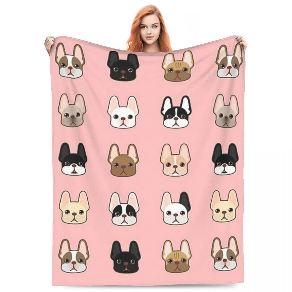 

French Bulldog Animal Blanket Flannel Sofa Breathable Throw Blankets for Home Bedroom Office Throws Bedspread Quilt