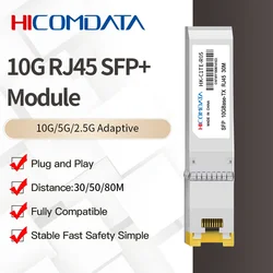 HICOMDATA 10Gb SFP to RJ45 Transceiver Module SFP+ 10GBase-Tx 30m 80m Fiber Optic FTTH Compatible with Cisco/Mikrotik Switch