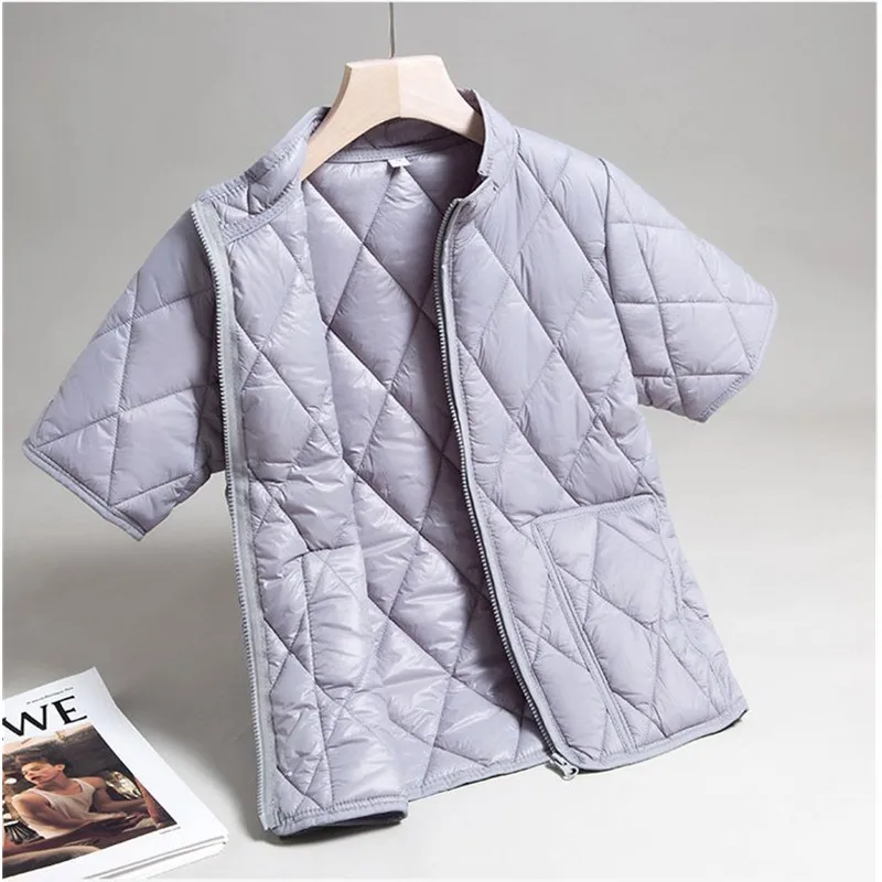 Nouveau vers le bas coton rembourré gilet veste femmes 2025 automne hiver mode demi-manches Parkas chaud gilet femme court vêtements d'extérieur