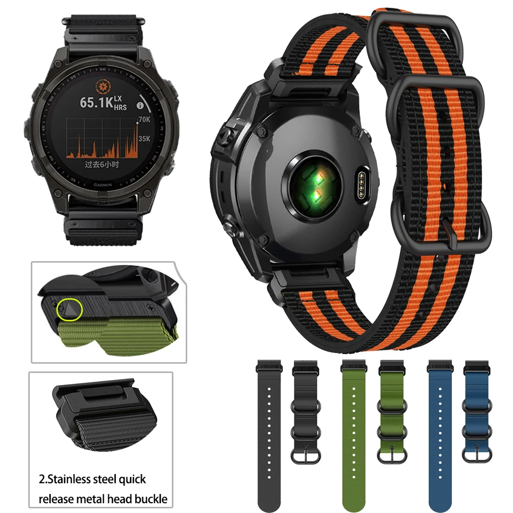 22 26 มม.สายนาฬิกาสปอร์ตสําหรับ Garmin Fenix E 8 47 51 มม.Epix Pro/Enduro 2 3 7X 7 6X 6 5 5X Plus instinct QuickFit สร้อยข้อมือไนลอน