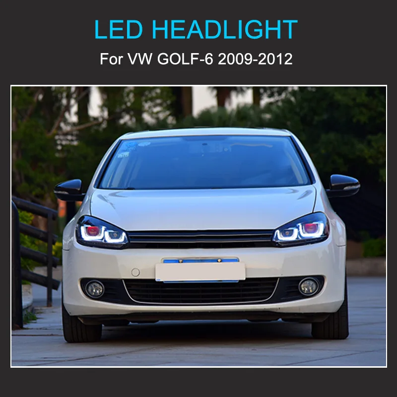 1 Pair Front LED Headlights Assembly for VW Golf 6 MK6 2009-2012 Headlights Plug and Play with DRL Dynamic Turning Head Light