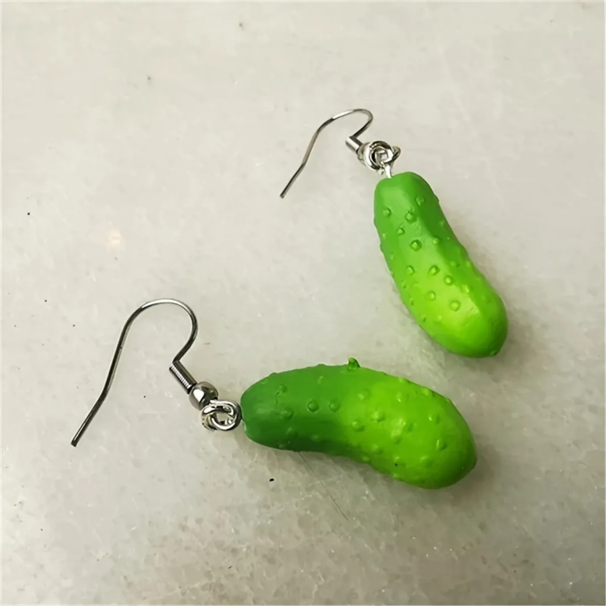 Whimsical Resin Cucumber Earrings Adorable Food-Themed Jewelry Handcrafted Pickle Accessories Dangle Cucumber Pickle Earrings