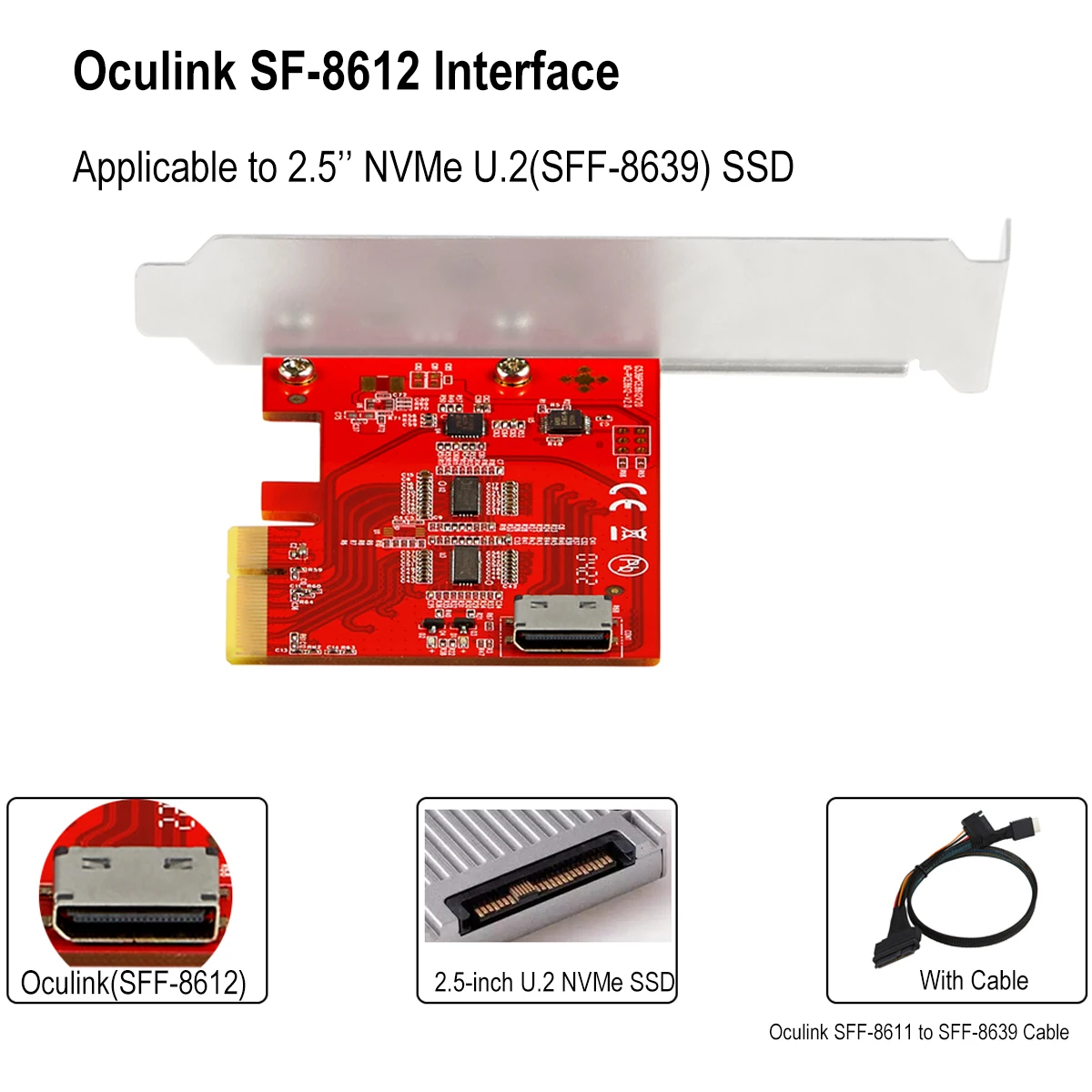 Imagem -04 - Iocrest-adaptador de Cartão Adicional Pcie 4.0x4 Gen4 com Redriver para Oculink 4i Sff8612 Conexão de Velocidade Total 25 U.2 Nvme Ssd