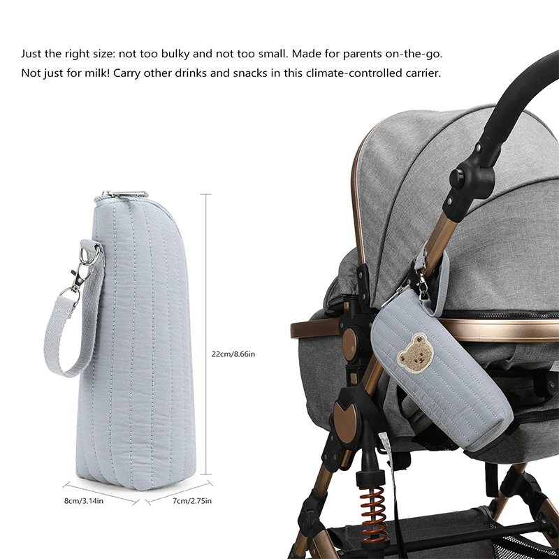 قطعة واحدة من حقيبة نقل حليب الثدي القطنية، حقيبة زجاجات الأطفال المعزولة، حامل زجاجات الأطفال الحراري، نمط الدب الرائع، سهل التنظيف