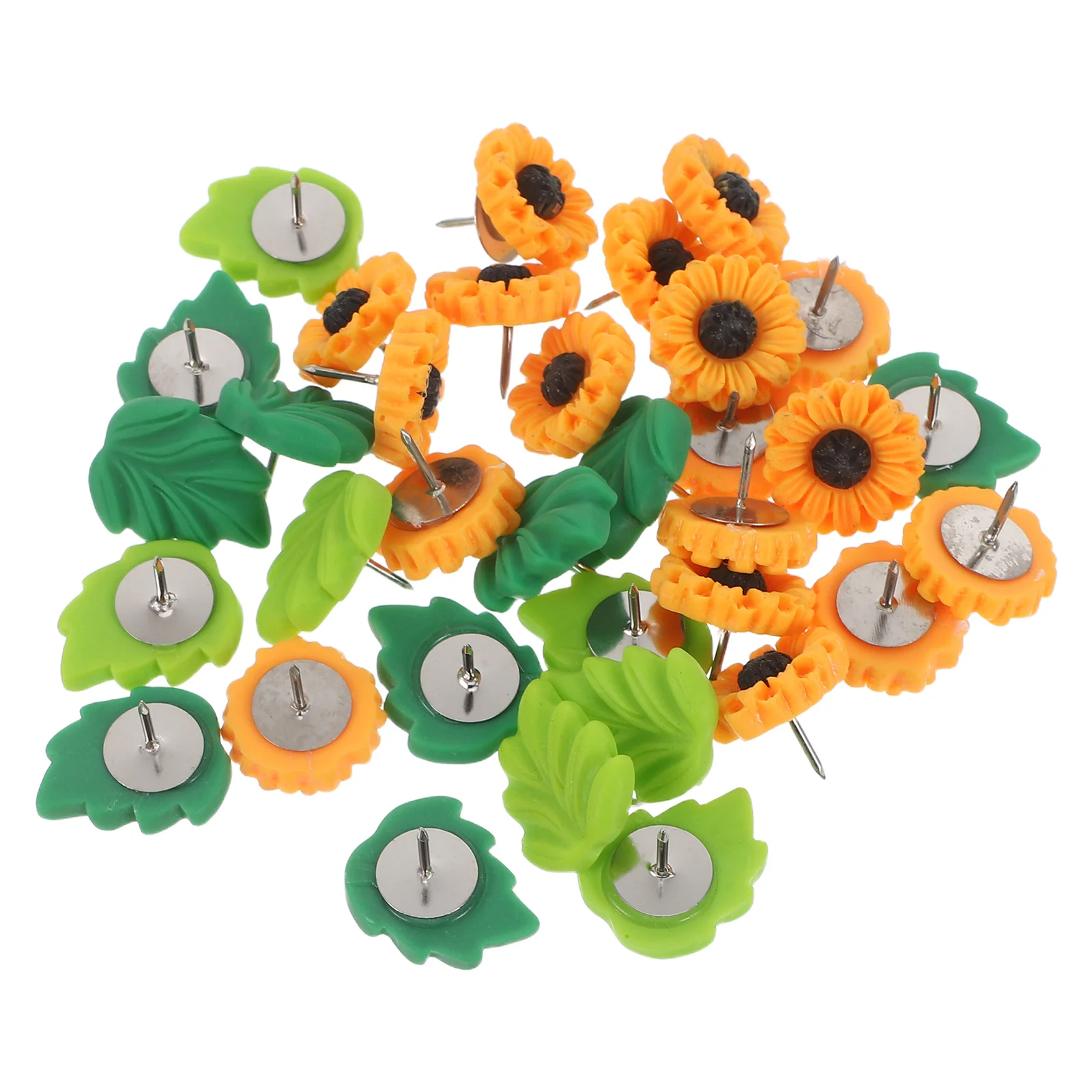 

40Pcs Leaf Sunflower Push Pins Resin Flower Thumbtacks Office Bulletin Board Photo Message Poster Decorative Pin Tacks