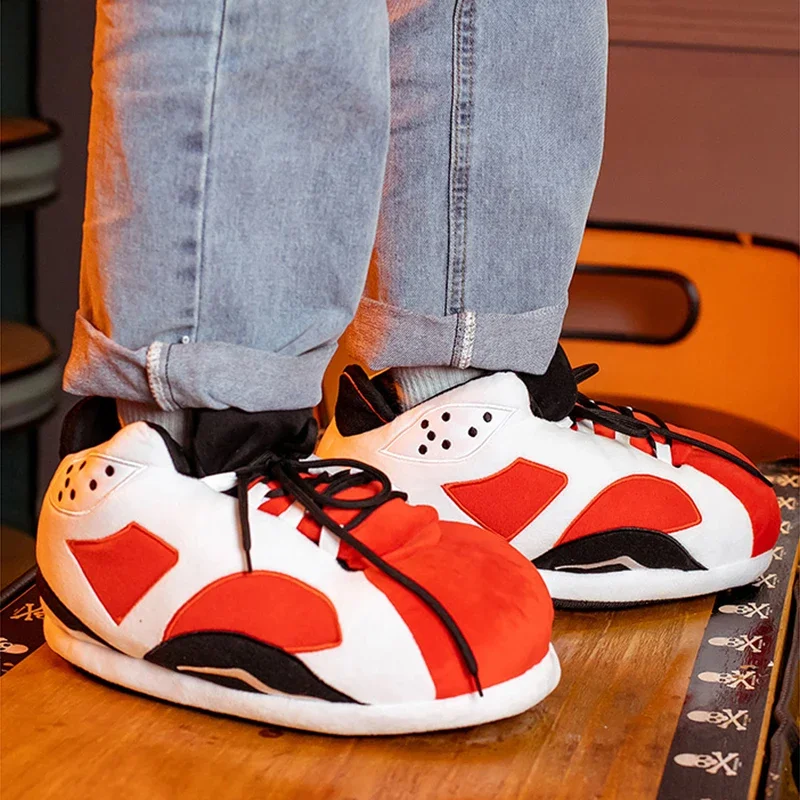 Size 36-45 Unisex Home House Floor Indoor Fluffy Funny Sneakers Basketball Shoes Winter Cotton Slippers Women Snug Lovers Warm