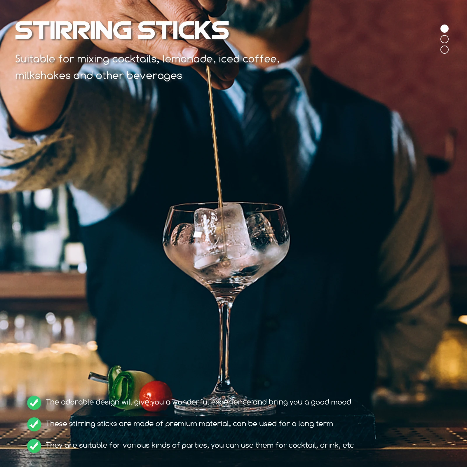 

4 Pcs Stirrer Stir Sticks Drink Swizzle Sticks Stainless Steel Mixing Rods Bartending Tools Lightweight