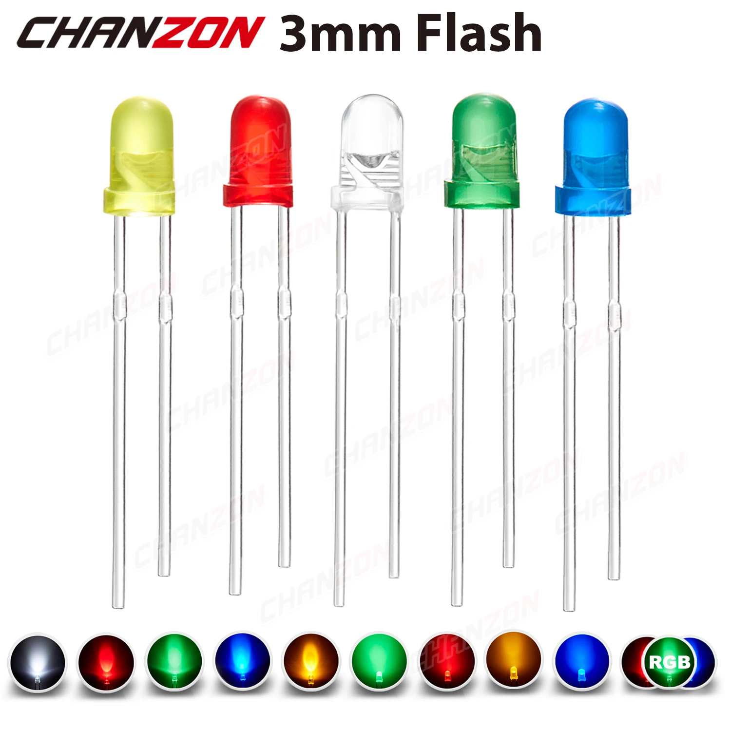 100 Pcs 3mm Led-Diode Blinkt Weiß Rot Grün Blau Gelb Rgb Schnell Langsam Flash Diffuse Klare Farbwechsel licht Emittierende Lampe