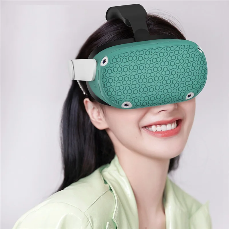 RISE para Meta Oculus Quest2 Capa protetora de silicone para host Conjunto de 5 peças Acessórios VR antiderrapantes e anti-queda, rosa