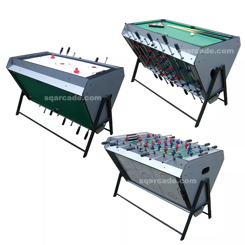 

Home Game Table Set 3-in-1 Multi Game Swivel Pool Football Air Hockey Bubble Hockey-Indoor Amusement Park Entertainment
