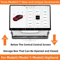 For Tesla all Model 3 Highland Model Y Center Under Screen Storage Tray Storage Box Behind The Screen Storage Box Accessories