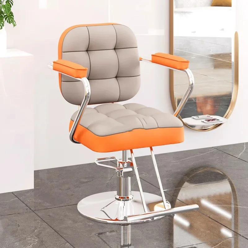 Luxury Leather Salon Chair Iron Beauty Barber Swivel Hairdressing Salon Chair Hidraulic Leg Cadeira De Barbeiro Furniture