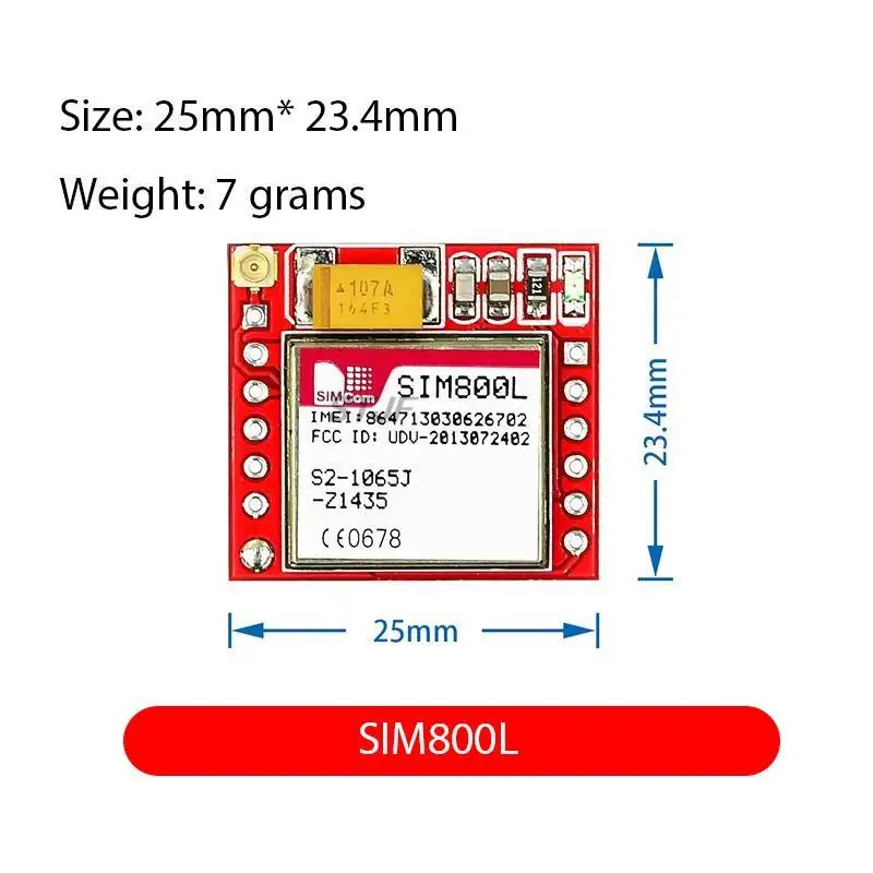 Smallest SIM800L GPRS GSM Module MicroSIM Card Core BOard Quad-band TTL Serial Port