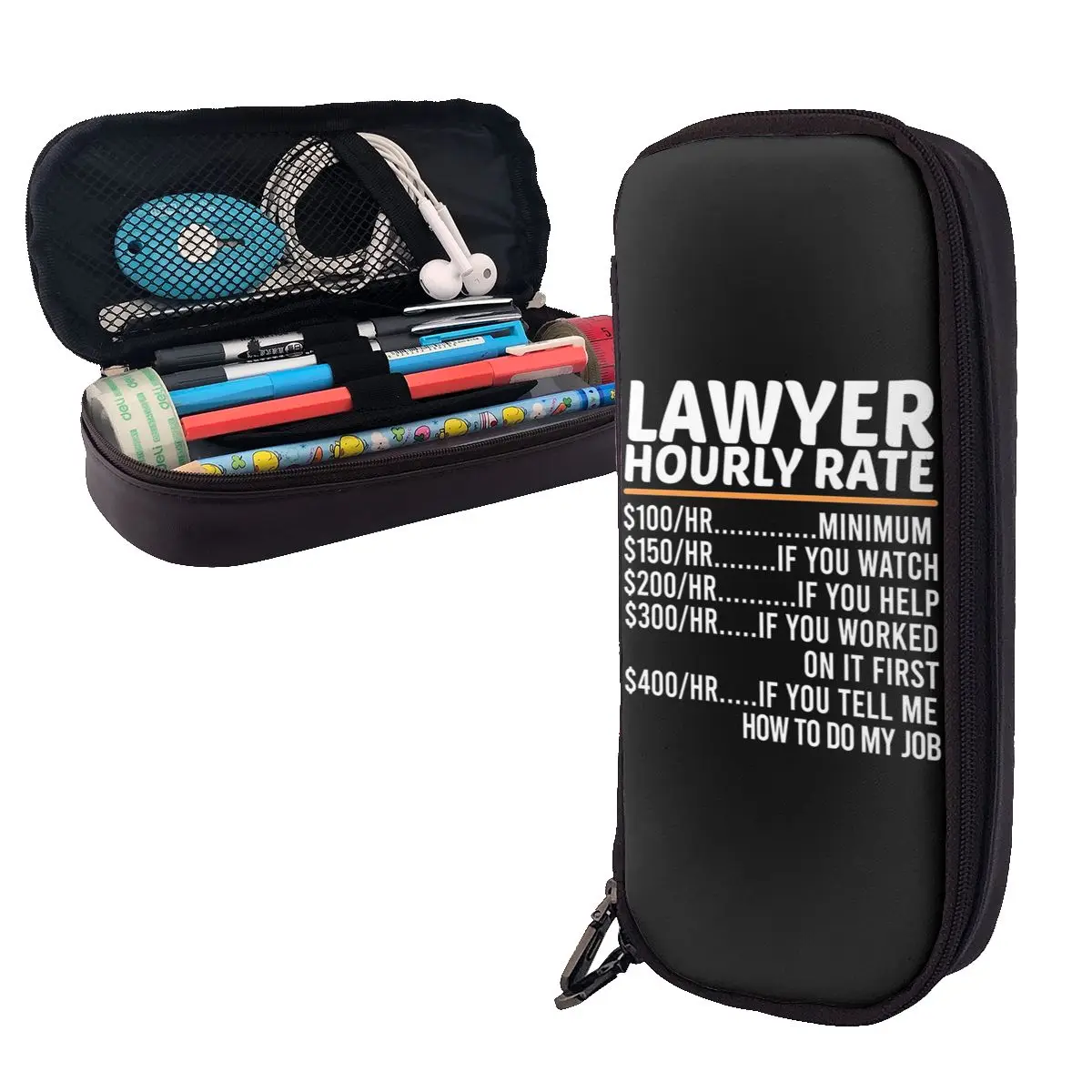 Étui à crayons en cuir amusant avec motif tarif à l'heure de l'avocat, porte-stylo, rangement pour fournitures de papeterie, boîte à stylos, sac à crayons pour cadeaux d'enfants