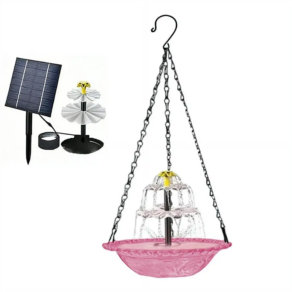 

Solar Bird Bath Water Fountain With Hanging Chain Outdoor Bird Drinking Bathing Feeder Garden Courtyard Decoration Easy Install