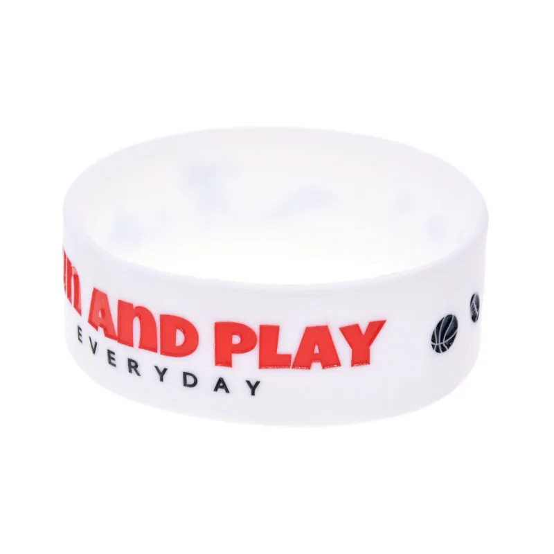1 PC One Inch Wide Run and Play Silikonarmband Sport-Gummiband Schwarz und Weiß – Detail 8