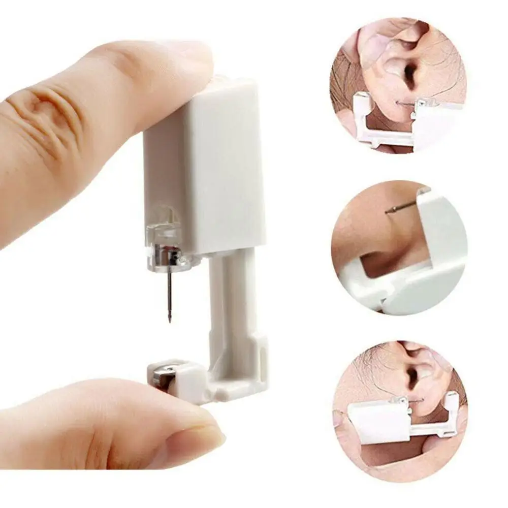 50pcs White Safety Ear Piercing Gun No Inflammation Disposable Disinfect Earring Piercer Machine Studs Nose Body Piercing Tools
