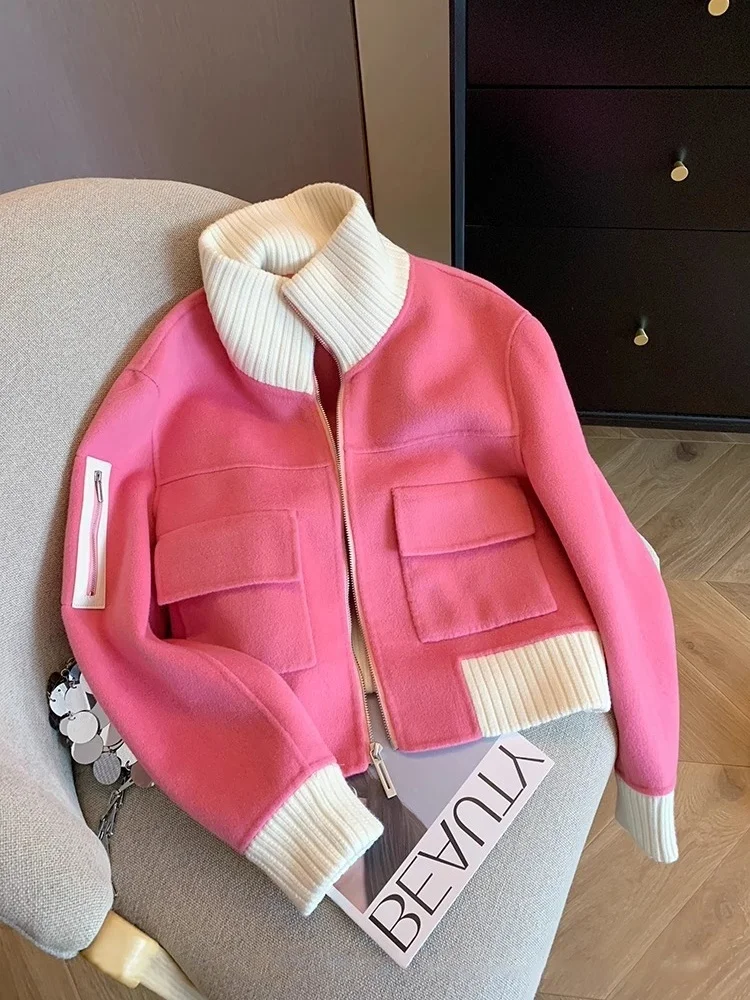 

Женский повседневный жилет Color Blo Design с воротником-стойкой и воротником-стойкой, топ из хлопкового материала, сладкий рукав для осеннего сезона