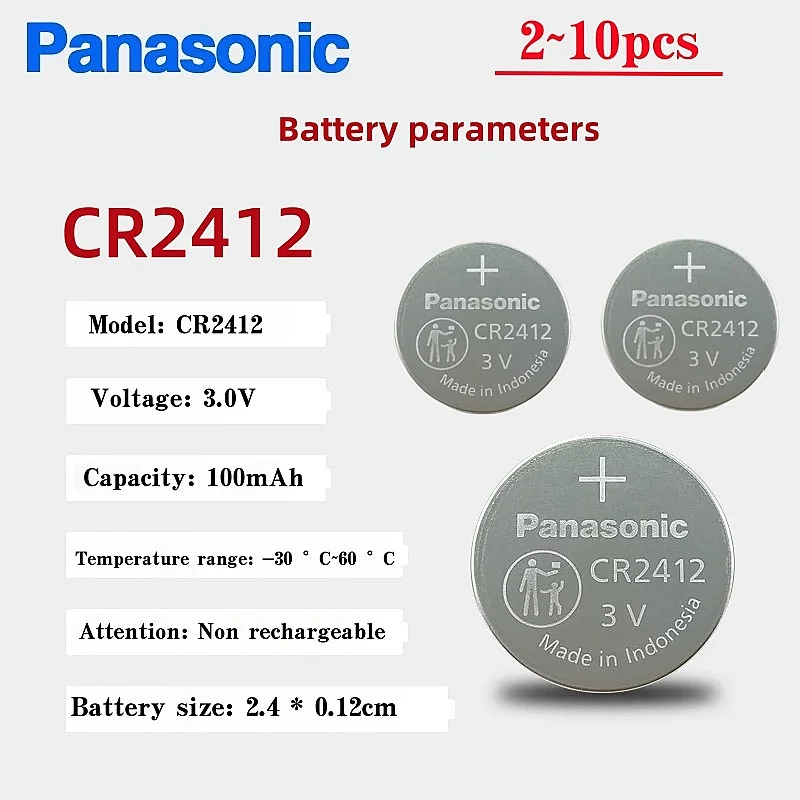 

NEW 2-10pcs Panasonic CR2412 3V Button Bateria CR2412 2412 Coin Cell Lithium Battery For Car Key Bttery