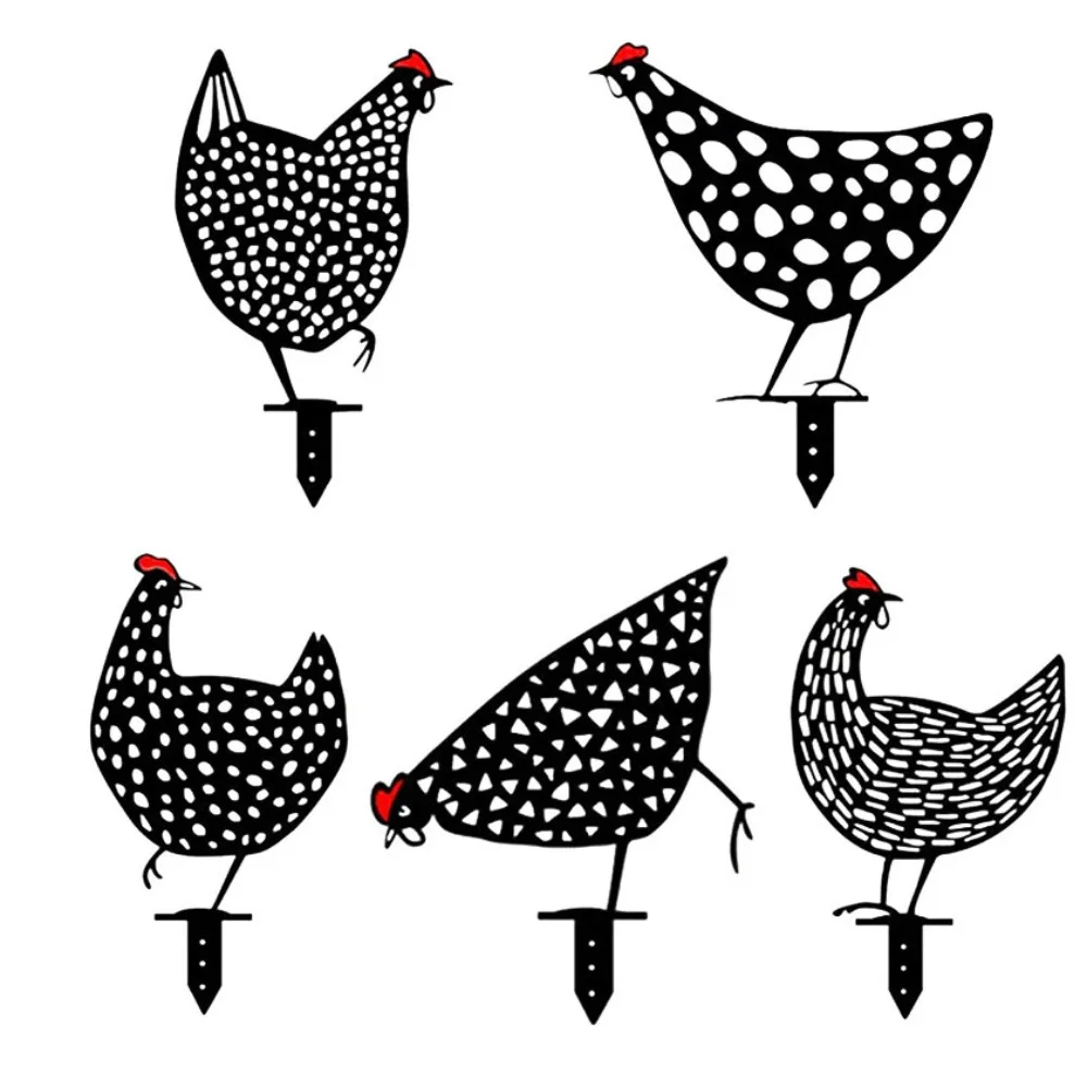 

Plastic Chicken Statues Silhouette Stake Garden Ornaments Acrylic Chicken Yard Art Outdoor Lawn Backyard Hen Yard Ornaments