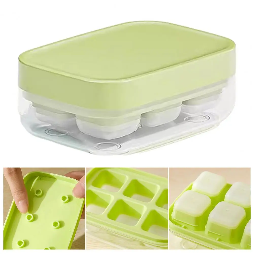 Leak-proof Ice Tray Ice Cube Mold Silicone Ice Cube Tray with Lid Easy Release Mini Square Mold -free Stackable Cube for Freezer