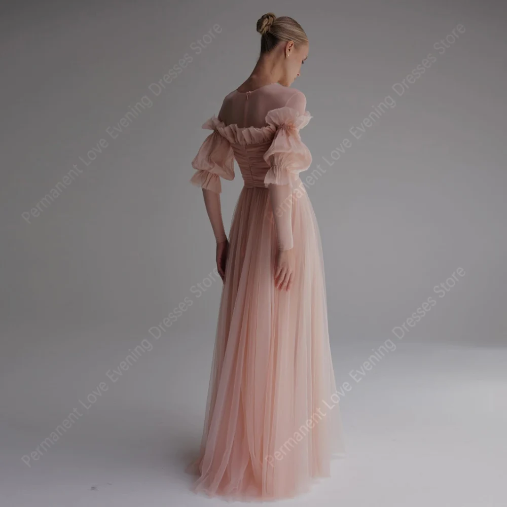 Sukienki wieczorowe damskie z okrągłym dekoltem 2026, wysokiej jakości tiulowe suknie balowe, sukienki koktajlowe, długość do ziemi, Vestidos De Noche, możliwość personalizacji.