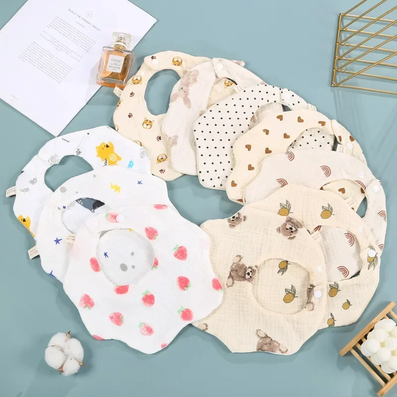 Cotton Gauze Baby Bib Babies Accessories Newborn Baby Apron Feeding Bib 6 Layer Muslin Burp Cloths Kids Saliva Towel New Born