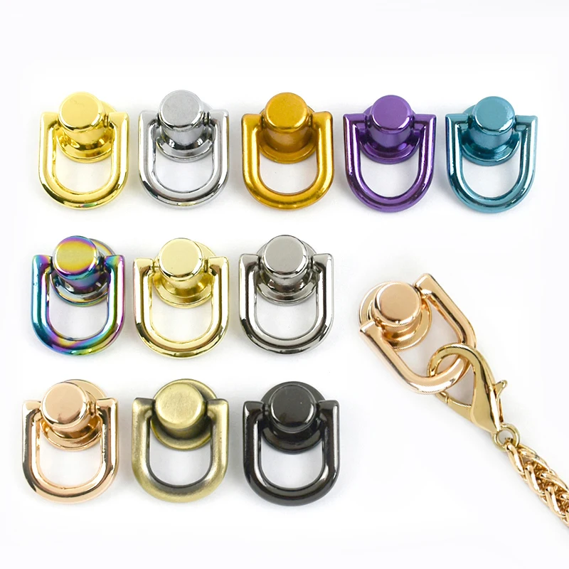 5/10/20 Pcs Metal Screw D-ring Buckle Bag Knapsack Buckles 10mm O Ring Hook for Chain Backpack Side Stud Rivet Clip Clasp