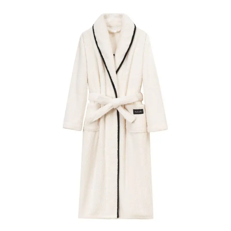 New autumn and winter coral fleece men's and women's bathrobes, couple pajama sets, extended bathrobes, thickened winter coats