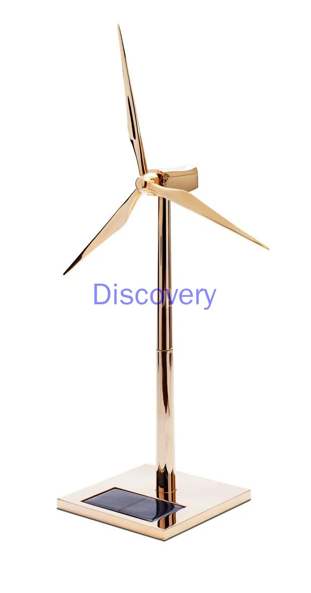 

Solar Fan Model Golden Wind Turbine Windmill Promotion Wind Energy Industry Gift Office Decoration