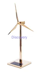 Solar Fan Model Golden Wind Turbine Windmill Promotion Wind Energy Industry Gift Office Decoration