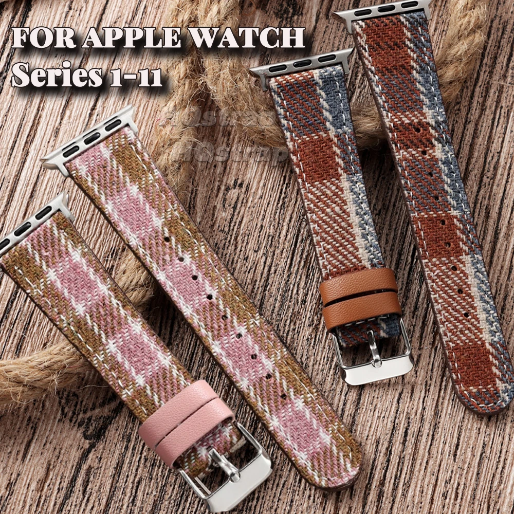 Plaid Color Blocked Braid Strap for Apple Watch 11 10 42mm 46mm 41mm 40mm Women Nylon Band for  Iwatch 9 8 SE 7 6 5 44mm 45 49