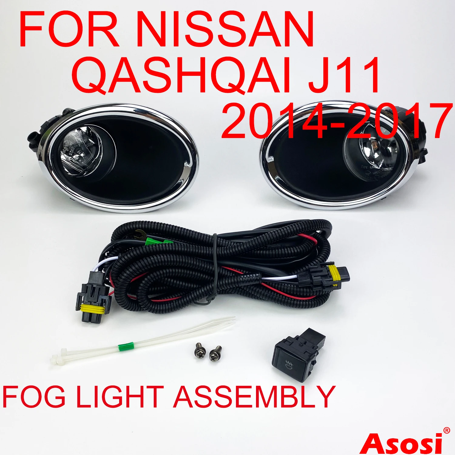 Front Bumper Fog Light Kit For Nissan Qashqai J11 2014 2015 2016 2017 Left + Right Side Replace Or Upgrade Glass Lens H11 Bulb