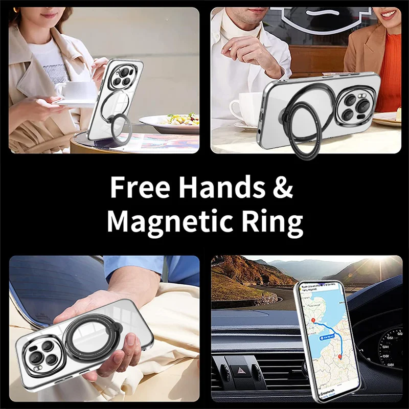 Magneitic Holder Plating TPU Back Cover Case for Honor Magic 6 Magic6 5G for Magsaft Suction Wiress Charing Bracket Cover Case image 4