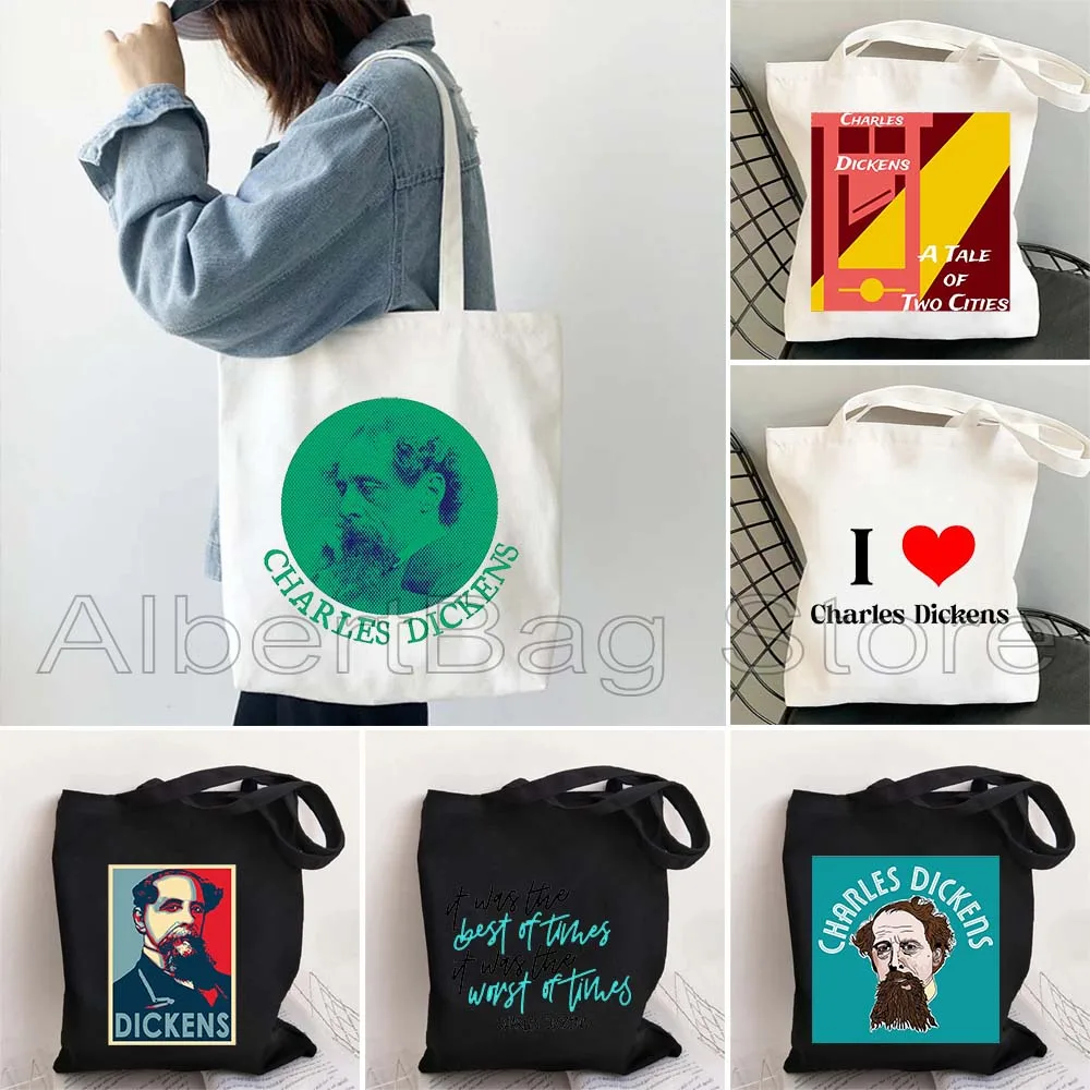 

A Tale of Two Cities Charles Dickens Classic Novel Literature Book Lover Gifts Canvas Shoulder Tote Bag Shopper Cotton Handbag