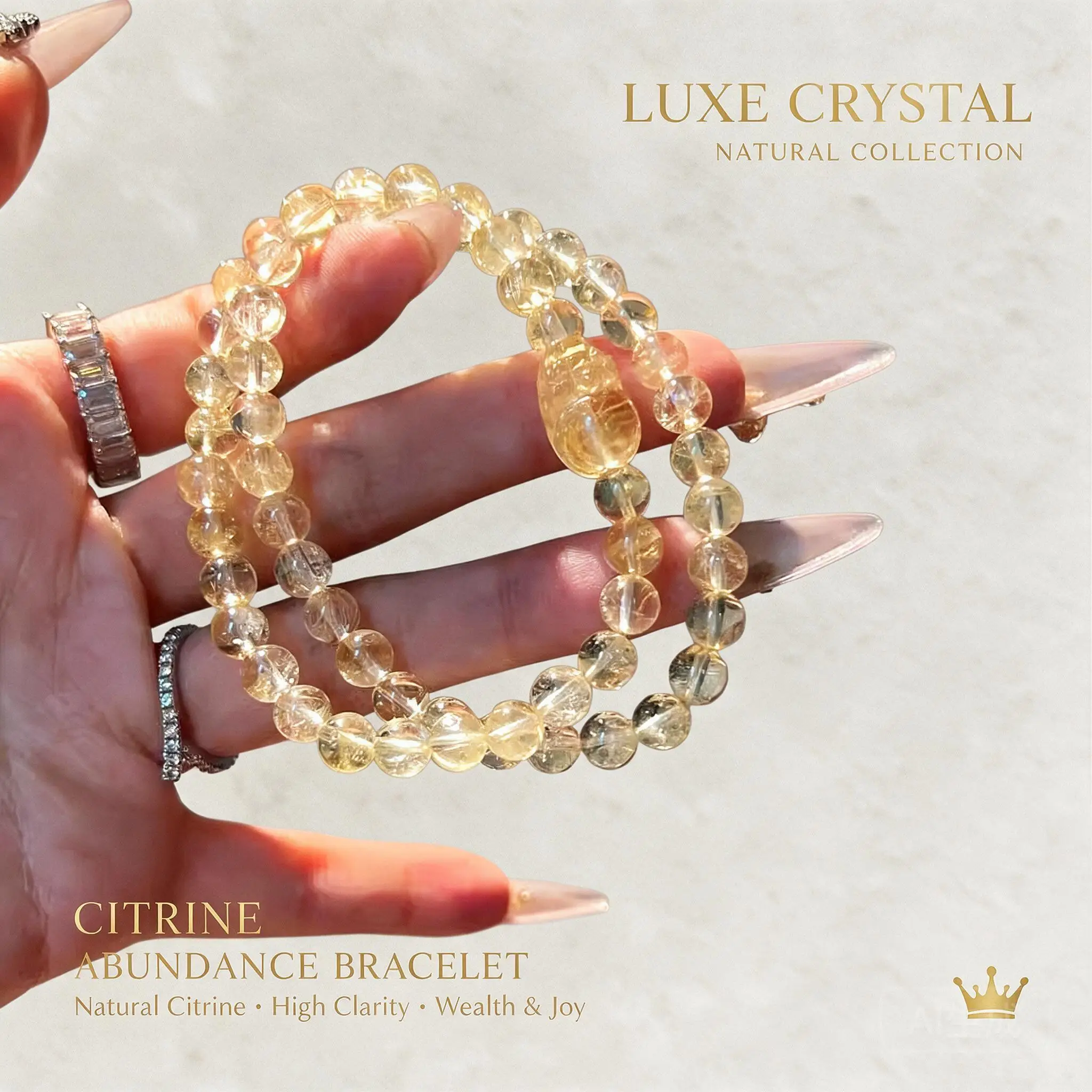 Chinese Style 6mm Light Yellow Azeztulite Beaded Double Strand Pixiu Lucky Wealth Attract Fortune Blessing Handstring Bracelet